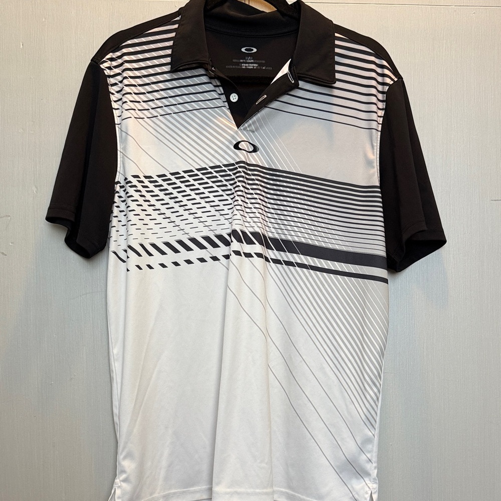 Oakley Black and White Graphic Polo Shirt